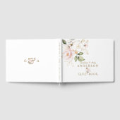 Charm Pink Blush Gold Flowers Monogram Weddenschap Gastenboek (Volledig)