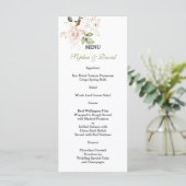 Charm Pink Blush Gold Flowers Monogram Weddenschap Menu (Staand voorkant)
