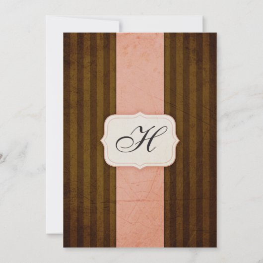  Charm Pink & Chocolate Monogram Weddenschap Kaart (Achterkant)