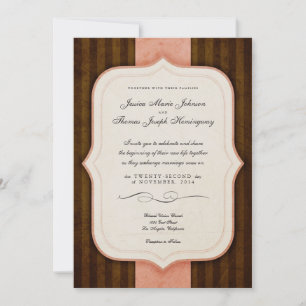 Charm Pink & Chocolate Monogram Weddenschap Kaart