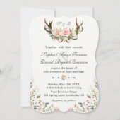 Charm Pink Cream Floral Antlers Weddenschap Kaart (Voorkant)