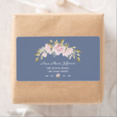Charm Pink Floral Dusty Blue Wedding Etiket (Insitu)