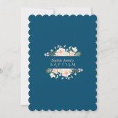 Charm Pink White Flowers Blue Gold Girl Baptisme Kaart (Achterkant)