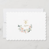 Charm Pink White Flowers Foto Girl Online Baptisme Kaart (Achterkant)