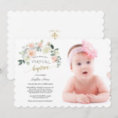 Charm Pink White Flowers Foto Girl Online Baptisme Kaart (Voorkant / Achterkant)