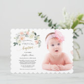 Charm Pink White Flowers Foto Girl Online Baptisme Kaart (Staand voorkant)