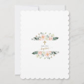 Charm Pink White Flowers Gold Cross-Baptisme Kaart (Achterkant)