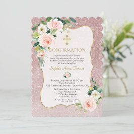 Charm Pink White Flowers Gold Girl Bevestiging Kaart