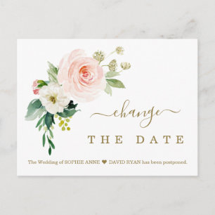 Charm Pink White Flowers Weddenschap uitgesteld Briefkaart