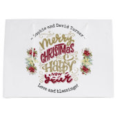 Charm Prettig Kerstfeest Gelukkig Nieuwjaar Typogr Groot Cadeauzakje (Voorkant)
