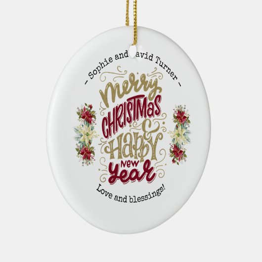 Charm Prettig Kerstfeest Gelukkig Nieuwjaar Typogr Keramisch Ornament (Rechts)