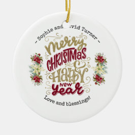 Charm Prettig Kerstfeest Gelukkig Nieuwjaar Typogr Keramisch Ornament