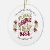 Charm Prettig Kerstfeest Gelukkig Nieuwjaar Typogr Keramisch Ornament (Links)