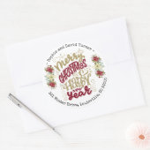 Charm Prettig Kerstfeest Gelukkig Nieuwjaar Typogr Ronde Sticker (Envelop)