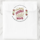 Charm Prettig Kerstfeest Gelukkig Nieuwjaar Typogr Ronde Sticker (Tas)