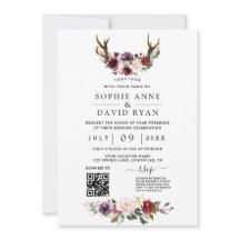 Charm QR Code Aquarel Bloemen Antlers Huwelijk
