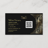Charm QR Code Gold Art Deco Peacocks Professional Visitekaartje (Achterkant)