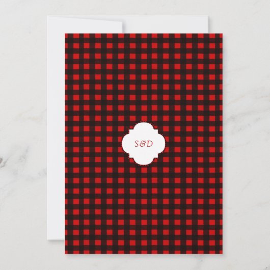 Charm QR Wintervakantie Rood Buffalo Bruiloft Kaart (Achterkant)