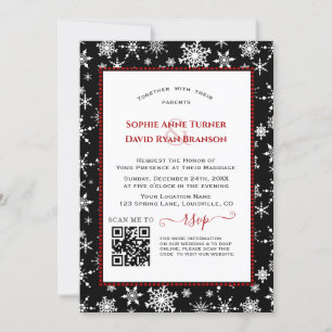 Charm QR Wintervakantie Rood Buffalo Bruiloft Kaart