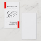 Charm Red Black White Grey Monogram Visitekaartje (Voorkant / Achterkant)