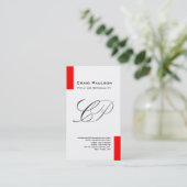 Charm Red Black White Grey Monogram Visitekaartje (Staand voorkant)