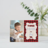 Charm Red Buffalo Foto derde verjaardag Bedankkaart (Staand voorkant)