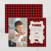 Charm Red Buffalo Foto derde verjaardag Bedankkaart (Voorkant / Achterkant)