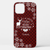 Charm Red Buffalo MERRY CHRISTMAS Monogram Case-Mate iPhone Case (Achterkant)