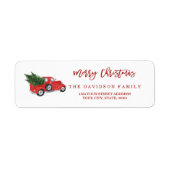 Charm Red Christmas Truck geborsteld script Etiket (Voorkant)