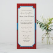 Charm Red en Blue Monogram Weddenschap Kaart (Staand voorkant)