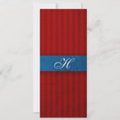 Charm Red en Blue Monogram Weddenschap Kaart (Achterkant)