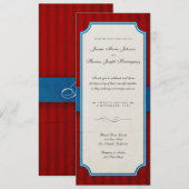 Charm Red en Blue Monogram Weddenschap Kaart (Voorkant / Achterkant)
