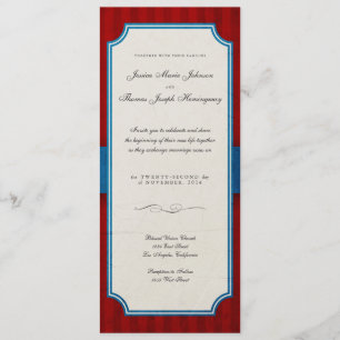 Charm Red en Blue Monogram Weddenschap Kaart