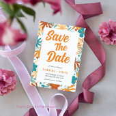 Charm Retro Abstracte Bright Bold Wildflower Save The Date