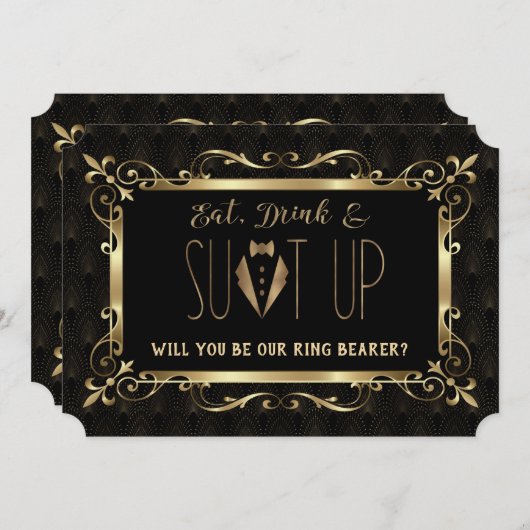 Charm Roaring 20s Gold Art Deco als mijn Ring Bear Kaart (Voorkant / Achterkant)