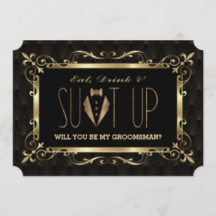 Charm Roaring 20s Gold Art Deco Kaart