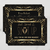 Charm Roaring 20s Goud Art Deco Be my Ringdrager Kaart (Voorkant / Achterkant)