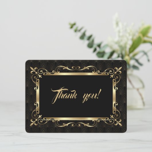 Charm Roaring 20s Goud Art Deco Trouw Dank Je Bedankkaart (Staand voorkant)