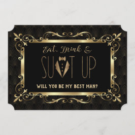 Charm Roaring 20s Goud Art Deco Wees mijn getuige Kaart