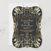 Charm Roaring 20's Great Gatsby Wedding Invite Kaart (Voorkant)