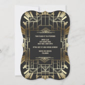 Charm Roaring 20's Great Gatsby Wedding Invite Kaart (Achterkant)