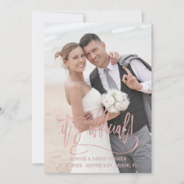 Charm Roos Gold Calligraphy Het is officieel huwel Aankondiging