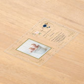 Charm Roze Blauw Bloemen Tweeling Foto Doop Acryl Uitnodigingen (Laagn)