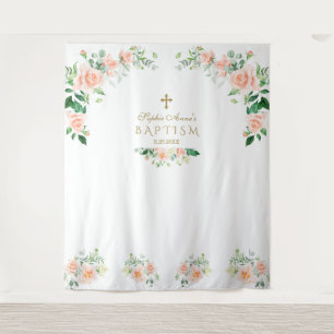 Charm Roze Bloemen Doop Fotohut Prop Wandkleed