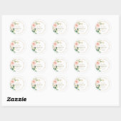 Charm Roze Blush Bloem Goud Kerkbevestiging  Ronde Sticker (Vel)
