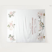 Charm Roze Blush Bloem Roze Goud SWEET 16 Requisie Wandkleed (Voorkant (horizontaal))