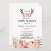 Charm Roze Blush Bloemgewei Vrijgezellenfeest Kaart (Voorkant / Achterkant)