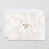Charm Roze Blush Gouden Bloem Marmer Bruiloft Save The Date (Achterkant)