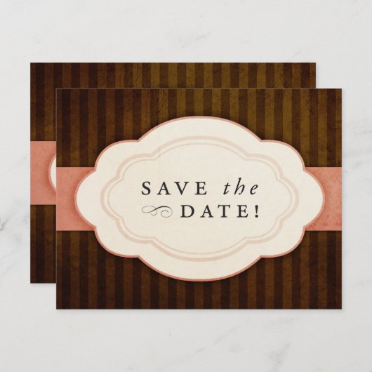  Charm roze en chocolade Sla de datums op Save The Date (Voorkant / Achterkant)