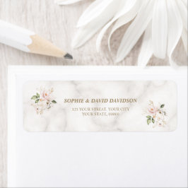 Charm roze gouden bloemen doop retouradres etiket